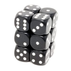 Set 12 dados D6 16mm (Black)